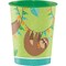 Party Central Club Pack of 12 Green and Brown Sloth Party Plastic Drinking Party Tumbler Cups 16 oz.